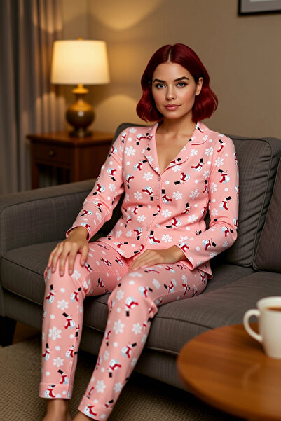 PayBuy Women's Winter Themed Printed Pajama Set Crew Neck Functional Durable Quality Modern