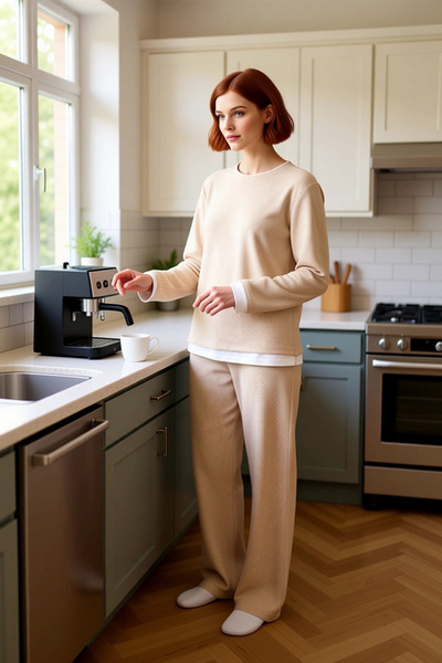 PayBuy Set de îmbrăcăminte pentru acasă Melange pentru femei guler rotund cu mânecă lungă Funcțional Durabil Modern