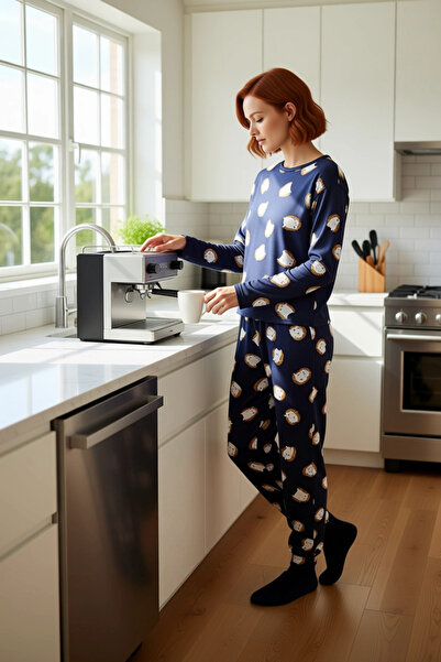 PayBuy Women's Animal Pattern Crew Neck Cotton Pajama Set Functional Durable Quality Stylish