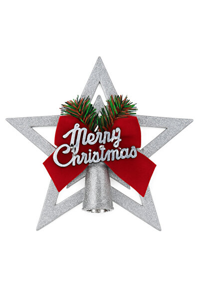 OKAVANGO Ornament pentru bradul de Crăciun Stea argintie cu panglică