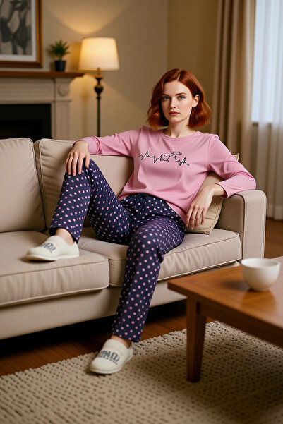 PayBuy Σετ πιτζάμες Cat Heartbeat με τύπωμα με λαιμόκοψη γυναικεία λειτουργικ...