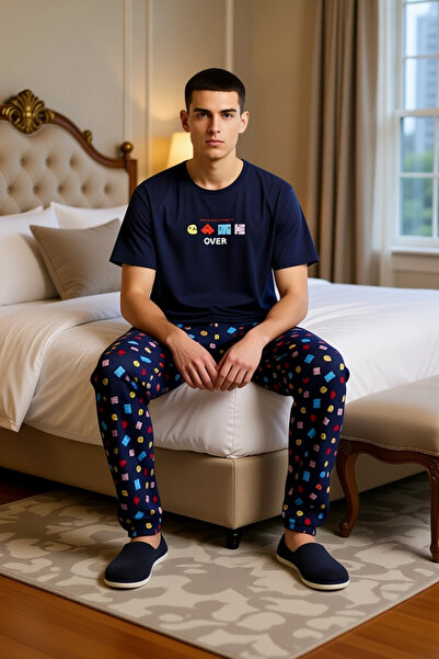 PayBuy Men's Gaming Themed Crew Neck Pajama Set Functional Durable Quality Comfortable Sportswear