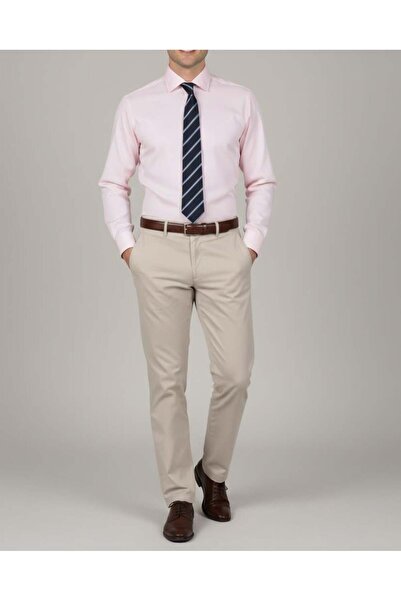 TerziAdemAltun Πουκάμισο με γιακά ανδρική γραβάτα ιταλικού στυλ εφαρμοστό ροζ T14247