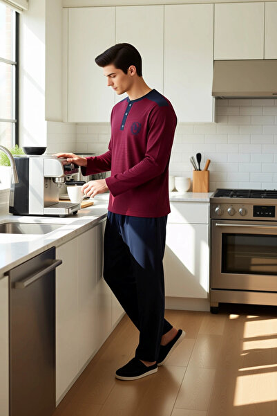 PayBuy Men's Striped Buttoned Collar Long Sleeve Pajama Set Functional Durable Quality Aesthetic