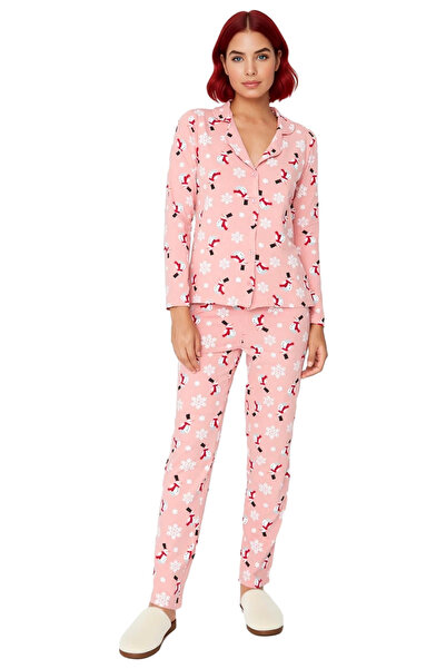 PayBuy Women's Winter Themed Printed Pajama Set Crew Neck Functional Durable Quality Modern
