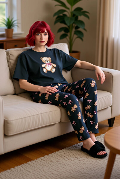 PayBuy Γυναικείο σετ πιτζάμες Anthracite Ayicik με τύπωμα Crew Neck Λειτουργι...