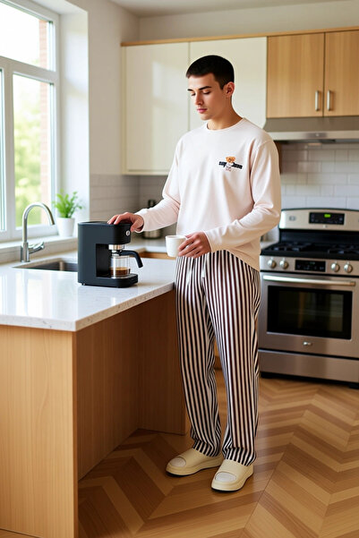 PayBuy Ανδρικό σετ πιτζάμες με μακρυμάνικο λαιμόκοψη με τύπωμα Teddy Bear Λειτουργικό, ανθεκτικό και ποιοτικό