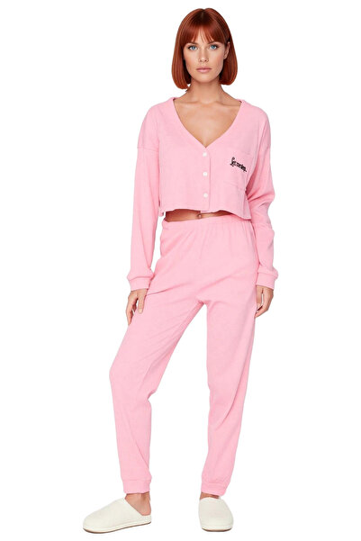 PayBuy Women's Embroidered V-Neck Low Sleeve Knitted Pajama Set Functional Durable Quality Comfortable Stylish