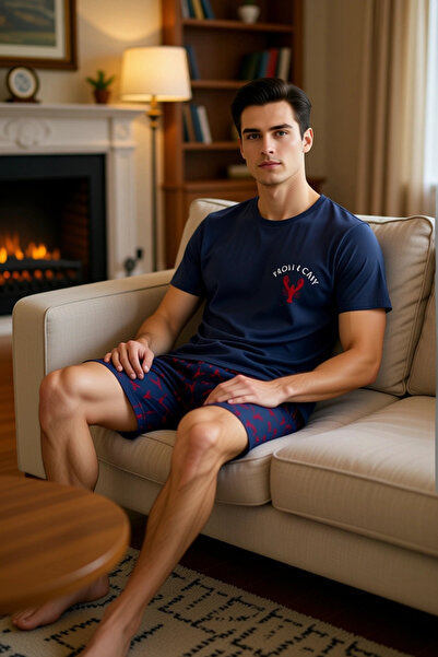 PayBuy Set de pijamale pentru bărbați Lobster cu imprimeu guler rotund Funcți...