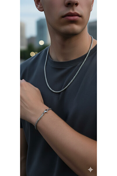 Shae Jewelry Erkek Zincir Kolye ve Bileklik Paslanmaz Çelik