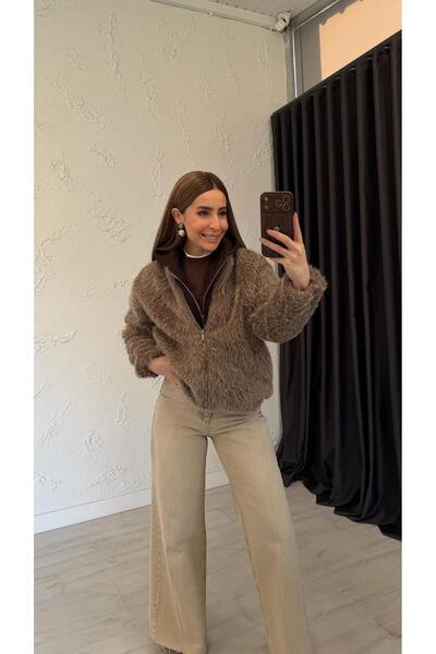 elif teke معطف فرو بقطع قماش مخيطة معاً مصنوع من فرو المنك