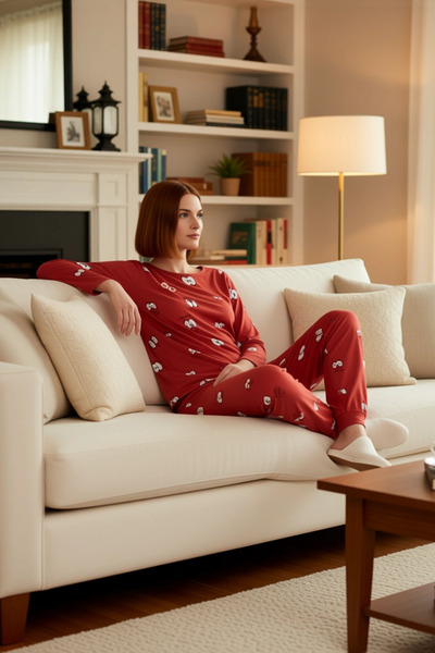 PayBuy Women's Eye Printed Crew Neck Long Sleeve Pajama Set Functional Durable Quality Stylish