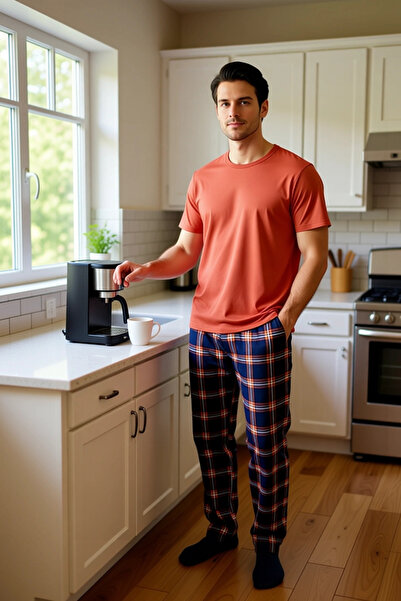 PayBuy Men's Tile Plaid Pajama Set Functional Durable Quality Comfortable Aesthetic Premium Stylish