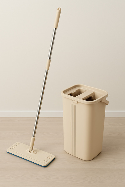 Primeaks Yer Kaplamayan Spin Mop Seti – Çift Hazneli Su Sıkma Kovalı Mikrofib...