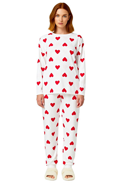 PayBuy Set pijamale pentru femei cu inimă cu mâneci lungi guler rotund Funcțional Durabil Calitate Estetică