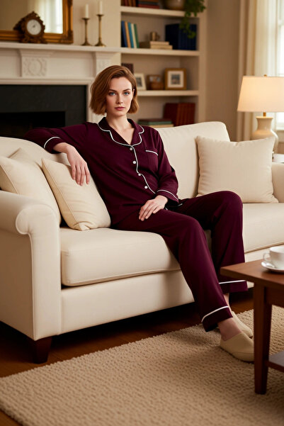 PayBuy Γυναικείο πουκάμισο με γιακά διακοσμητικό ρέλι Σετ πιτζάμες Λειτουργικ...