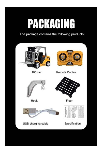 Genaric Lacoz Remote Control Alloy Forklift Truck with Rechargeable Battery 2 in 1 Transformable Lift Fork a