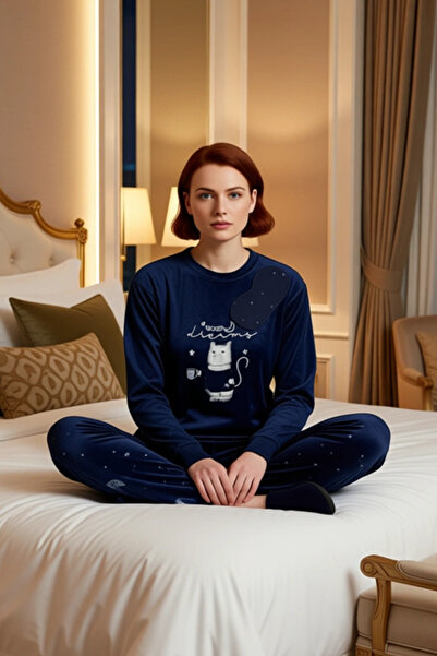 PayBuy Set de pijamale din catifea pisică brodate pentru femei Funcțional Durabil Calitate Confortabil Estetic Elegant