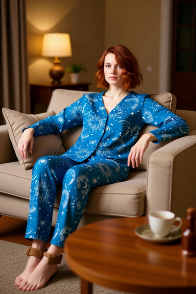 PayBuy Women's Galaxy Patterned Viscose Pajama Set Functional Durable Quality Comfortable Aesthetic