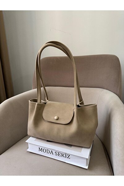 Moda Sekiz Women's Suede Three-Compartment Shoulder Bag