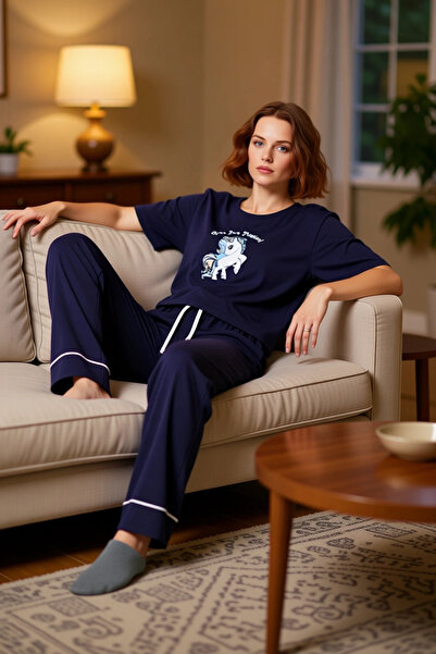 PayBuy Women's Unicorn Printed Crew Neck Pajama Set Functional Durable Quality Comfortable Stylish