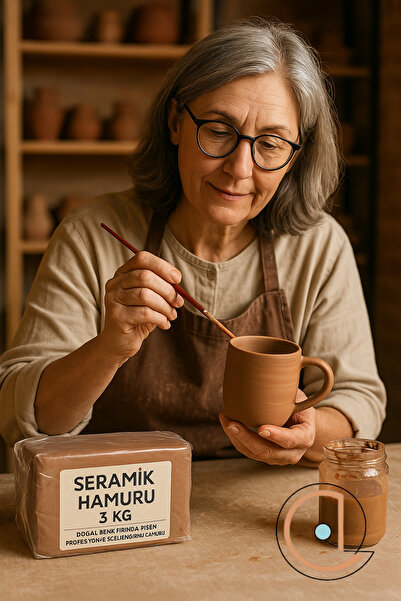 OverPazar Seramik Çamuru 3 KG Doğal Renk Fırında Pişen Profesyonel Şekillendi...