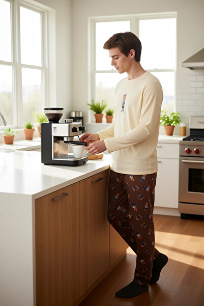 PayBuy Ανδρικό σετ πιτζάμες με μοτίβο αρκουδάκι με λαιμόκοψη, λειτουργικό, ανθεκτικό, ποιοτικό, άνετο και κομψό