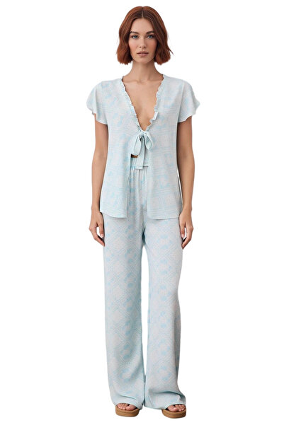 PayBuy Set de pijamale cu mâneci scurte cu decolteu în V cu modele etnice pentru femei Funcțional Durabil Calitate Estetică