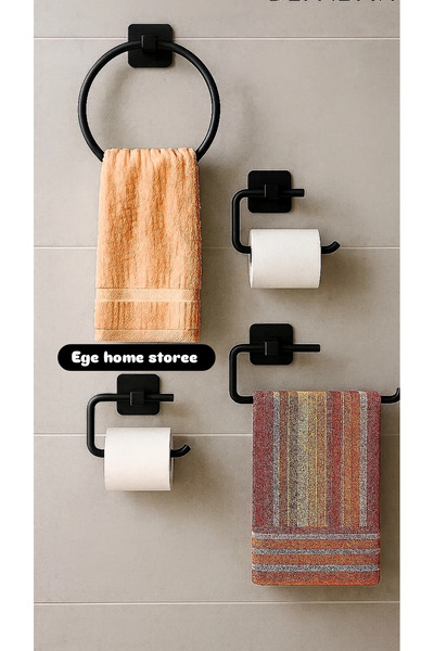 EGE HOME STORE Paslanmaz süper 4'lü set banyo düzenleyici 4'lü set paslanmaz