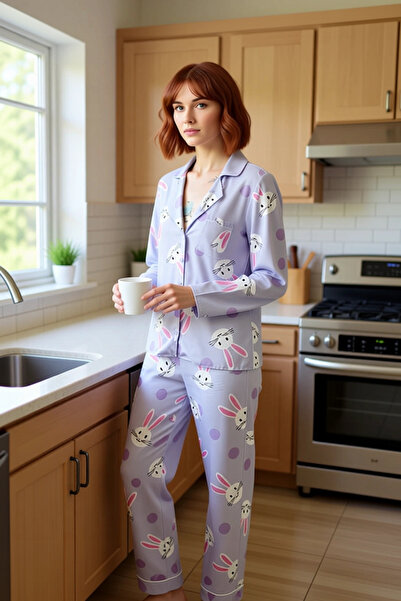 PayBuy Women's Viscose Rabbit Pattern Shirt Pants Pajama Set Functional Durable Quality Stylish