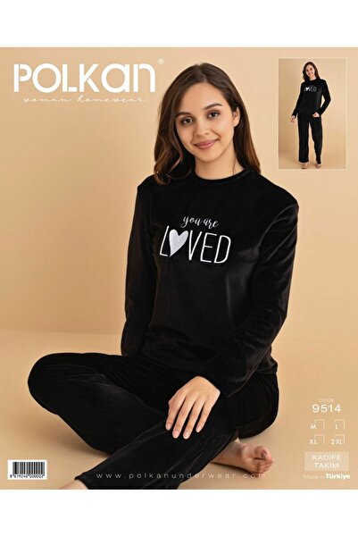 hisar iç giyim mağazaları Polkan Velvet Long Sleeve Women's Pajama Set – Comfortable and Stylish Winter Model