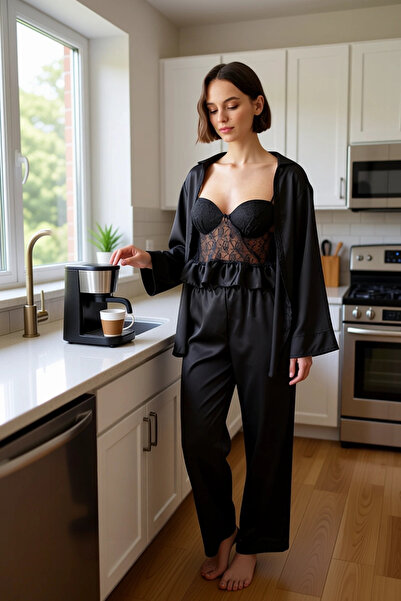 PayBuy Women's Satin Woven Pajama Set Three-Piece Set Functional Durable Quality Comfortable Aesthetic Stylish