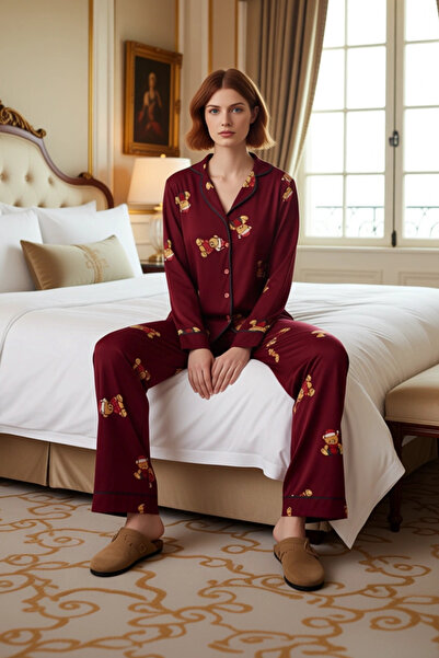 PayBuy Women's Teddy Bear Pajama Set Shirt Collar Long Sleeve Functional Durable Quality Aesthetic