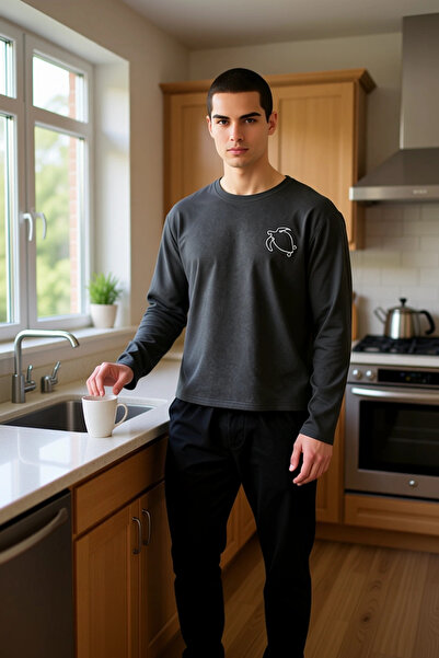 PayBuy Men's Crew Neck Long Sleeve Pajama Set Functional Durable Quality Comfortable Casual