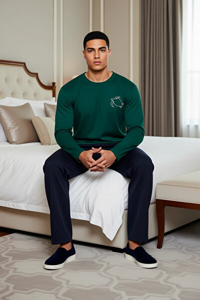 PayBuy Ανδρικό σετ πιτζάμες με μακρυμάνικο λαιμόκοψη, λειτουργικό, ανθεκτικό, ποιοτικό, άνετο και casual