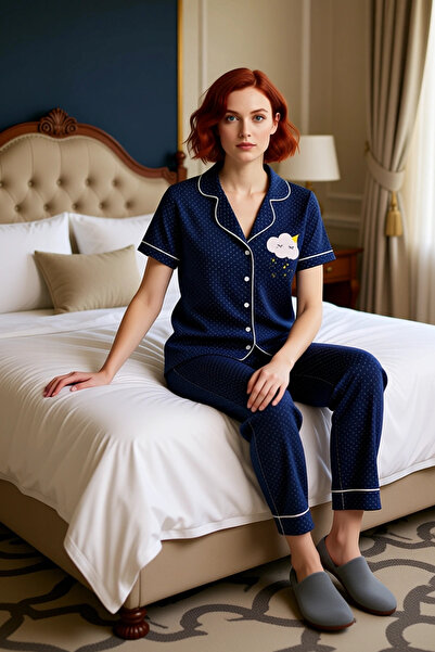 PayBuy Women's Polka Dot Shirt Collar Pajama Set Functional Durable Quality Comfortable Aesthetic Stylish