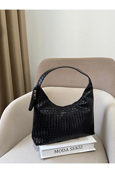 Moda Sekiz Women's Faux Leather Patterned Baguette Model Wallet Shoulder Bag with Accessories