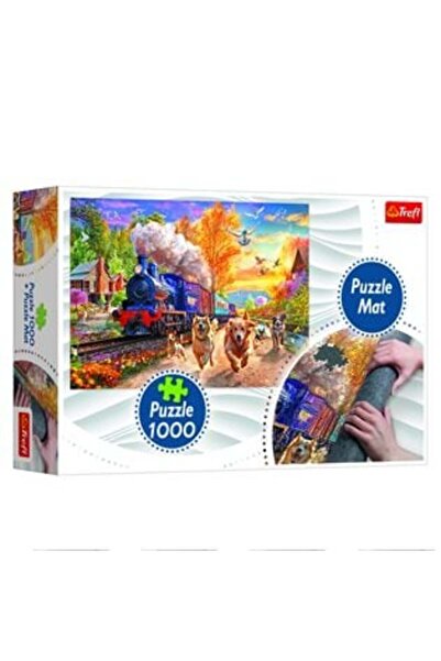 SHOPIENS Puppies Next to Train Puzzle (1000 Pieces) & Mat - Trefl