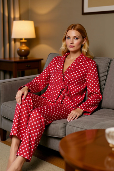 PayBuy Women's Heart Patterned Viscose Pajama Set Functional Durable Quality ...