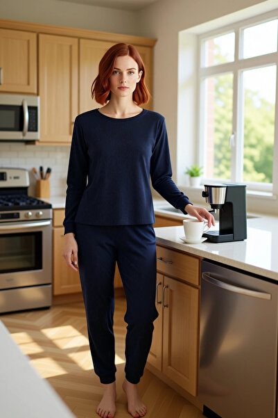 PayBuy Women's Corded Fabric Wide Fit Knitted Pajama Set Functional Durable Quality Comfortable Casual