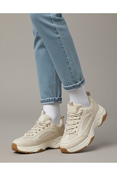 rocassi Kadın Günlük Sneaker SPOR Aayakkabı Krem