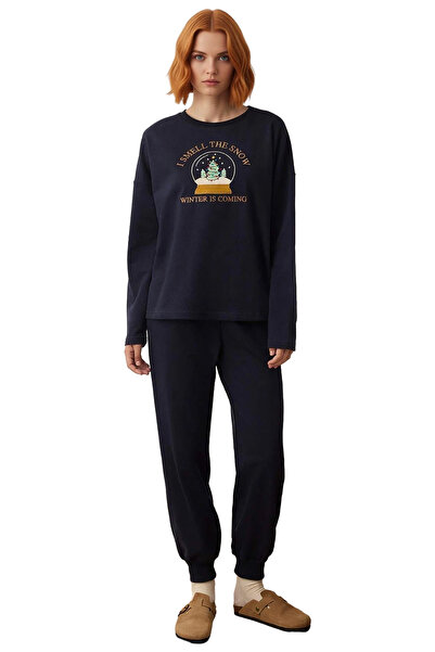 PayBuy Γυναικείο σετ πιτζάμες με κεντημένο λαιμόκοψη Snow Globe, πλεκτό, λειτουργικό, ανθεκτικό, κομψό