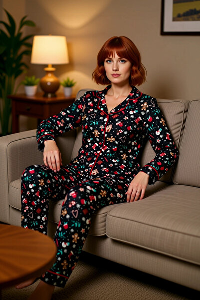 PayBuy Γυναικείο Κόκκινο Σετ Πυτζάμες με Πέτο Πουκάμισο με Χριστουγεννιάτικο ...