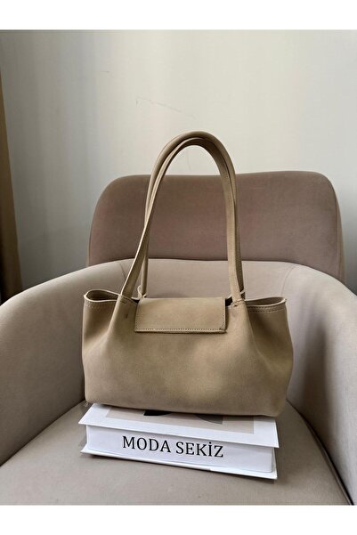 Moda Sekiz Women's Suede Three-Compartment Shoulder Bag