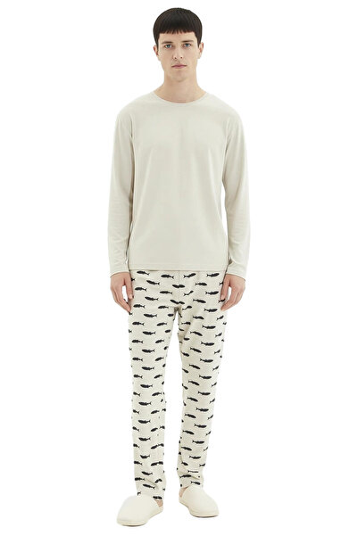 PayBuy Ανδρικό σετ πιτζάμες με μακρυμάνικο λαιμόκοψη με σχέδιο ψαριού Λειτουργικό, ανθεκτικό, κομψό