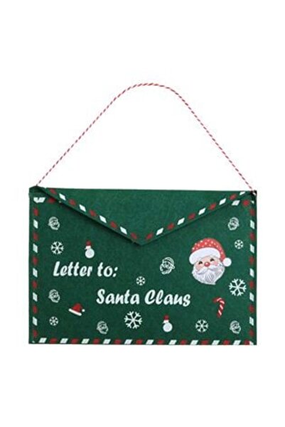 SHOPIENS Plic decorativ de Crăciun din fetru, verde, cu Moș Crăciun, „Scrisoa...