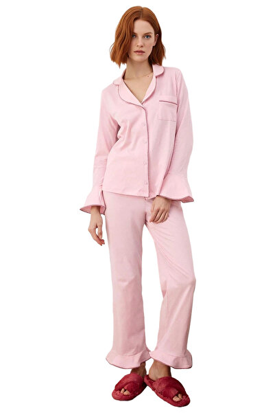 PayBuy Women's Shirt Collar Piped Pajama Set Functional Durable Quality Comfortable Aesthetic Stylish