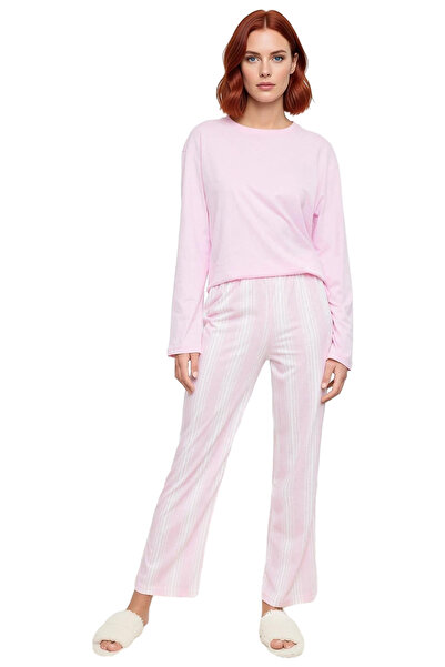 PayBuy Women's Anthracite Striped Cotton Pajama Set Functional Durable Quality Comfortable Casual