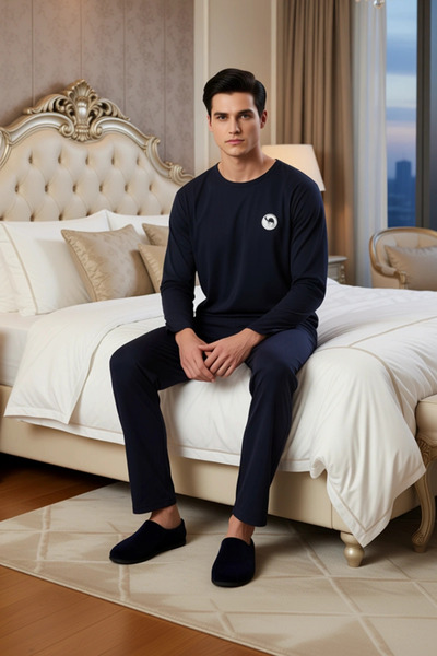 PayBuy Ανδρικό σετ πιτζάμες Camel με τύπωμα με λαιμόκοψη, λειτουργικό, ανθεκτικό, ποιοτικό, άνετο και κομψό