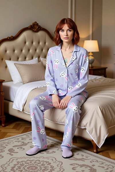 PayBuy Women's Viscose Rabbit Pattern Shirt Pants Pajama Set Functional Durable Quality Stylish